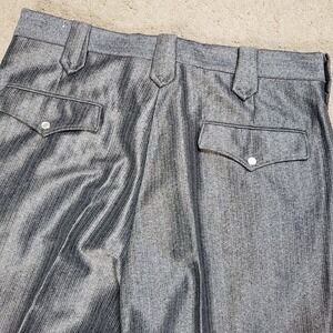 Circle S Gray Western Dress Slacks Pants Men's 34x28 Striped Snap Pockets Yoke